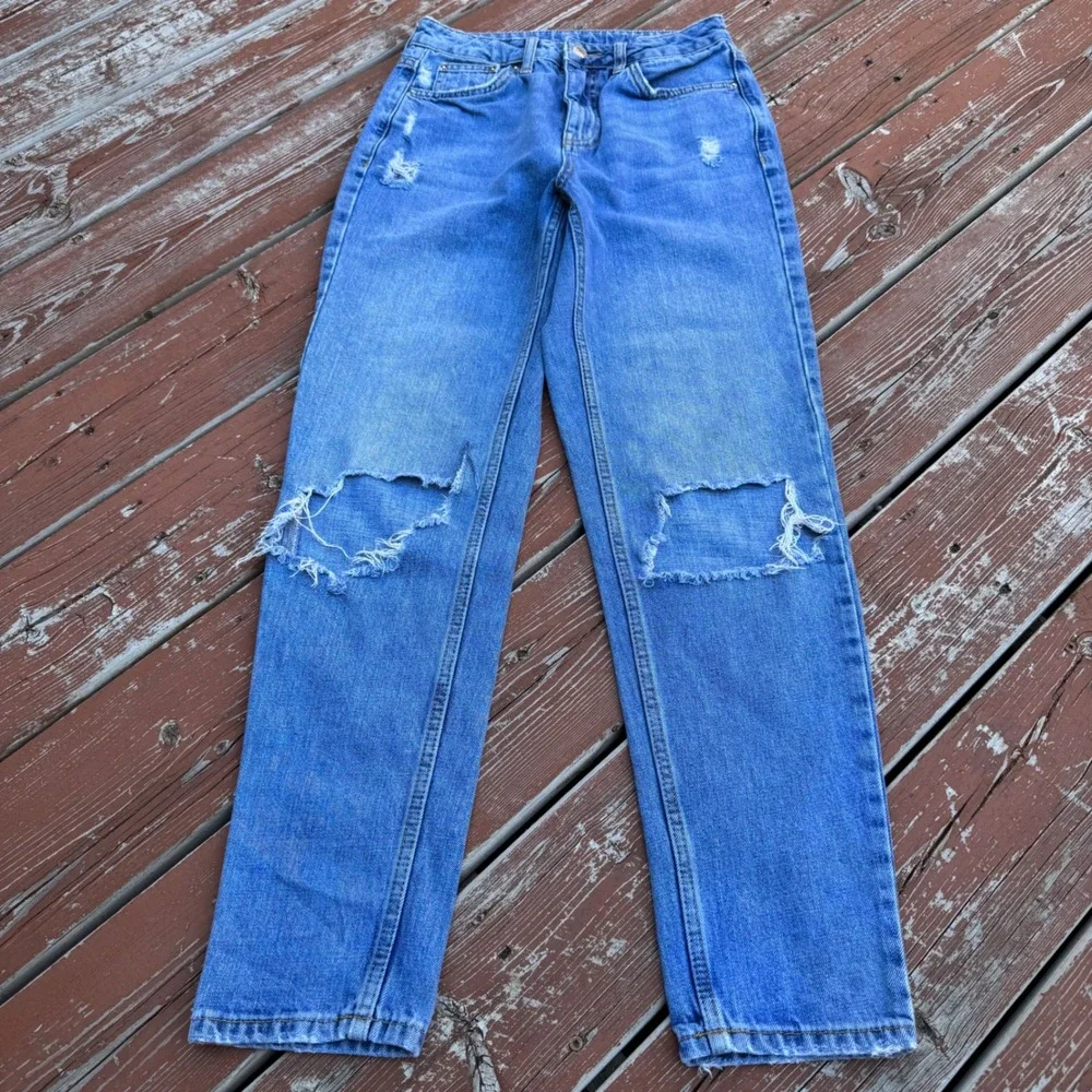 Topshop Moto Distressed Straight Leg Jeans Womens W26 L32 - Picture 2 of 10